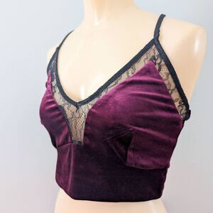 Charlotte Russe Velvet and Lace Cropped Cami Top